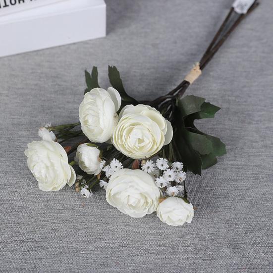 1 Bunch Artificial Camellia Flower Bouquet Realistic Fake Silk Flower
