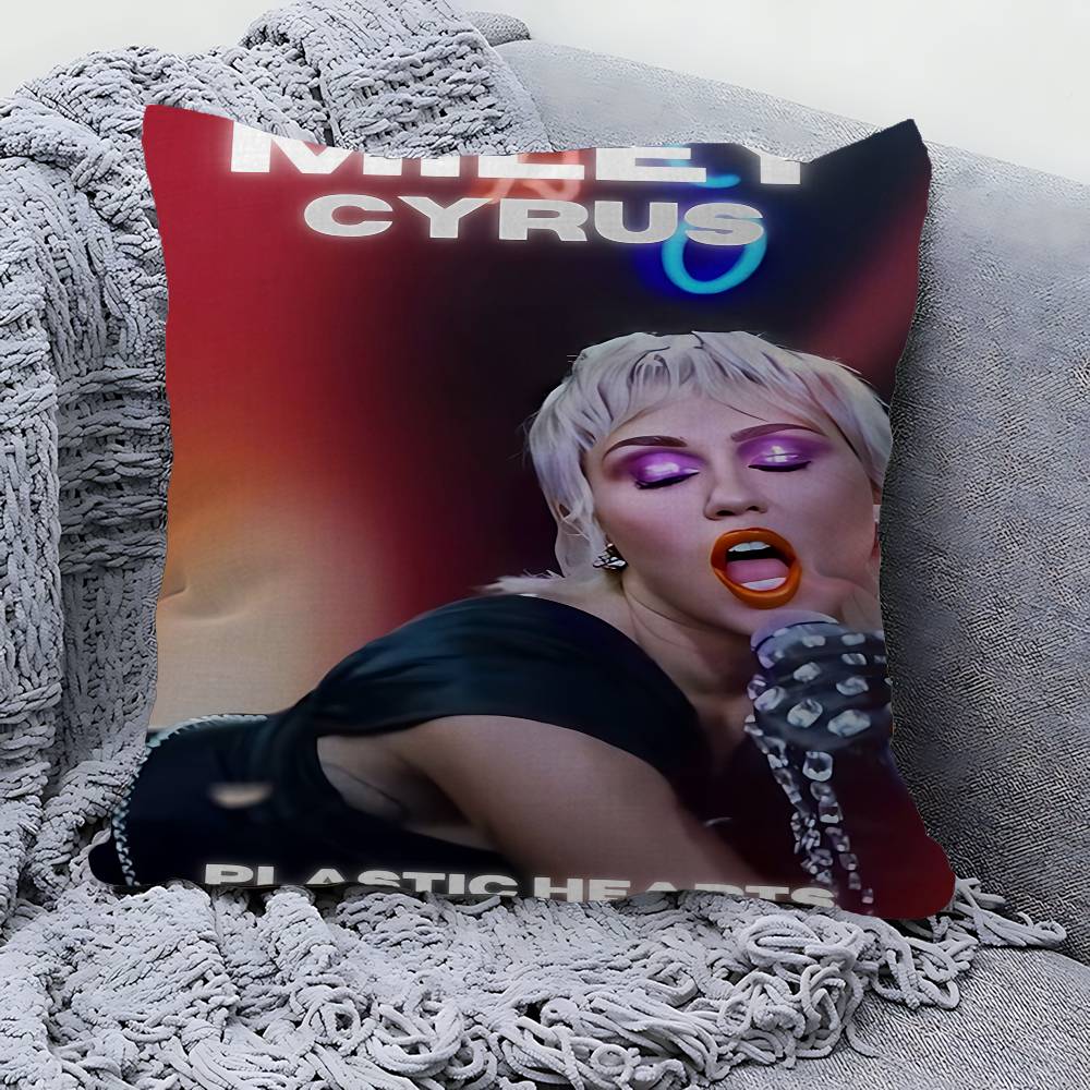 Pop Singer Miley Cyrus Personalized Picture Text Home Decorative Pillows Household Gifts 45x45cm 30cmx30cm