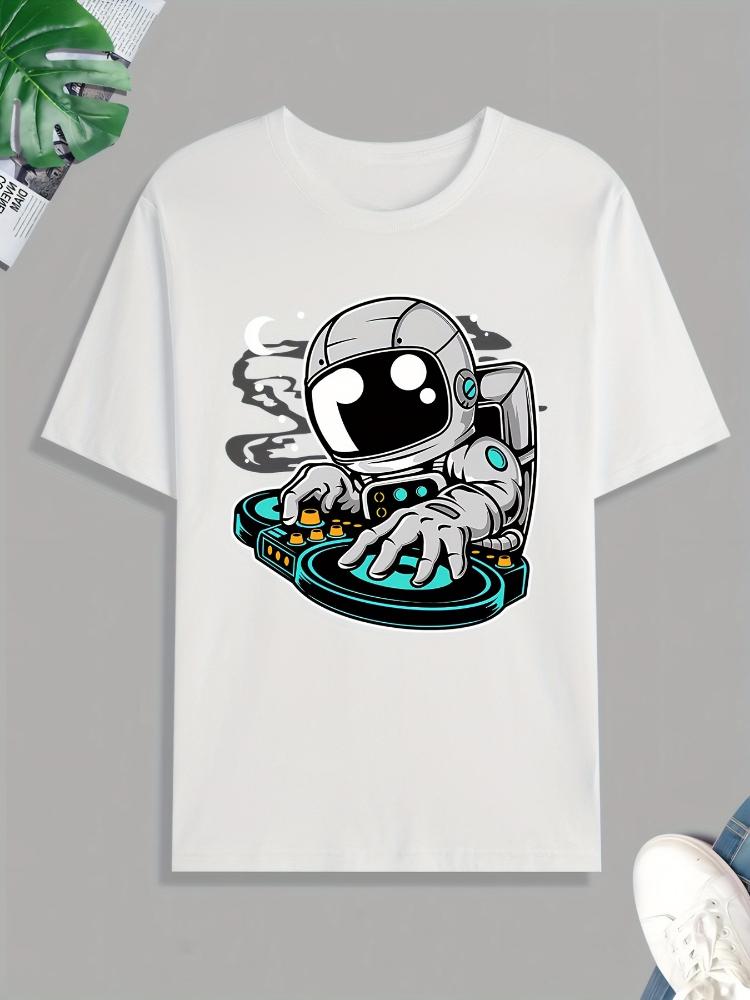 

Astronaut Deejay pattern design-100% cotton summer O-neck short sleeve casual printed men s T-shirt. - Men s Summer Cotton Gr... S разноцветный