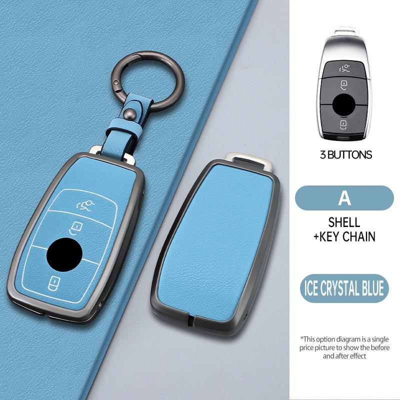 Styling Mouldings 3/4 Button Zinc Alloy Key Fob Cover Case For 2019 2020 Mercedes-Benz A220 E63S AMG E-Class GLE 350 4MATIC E300