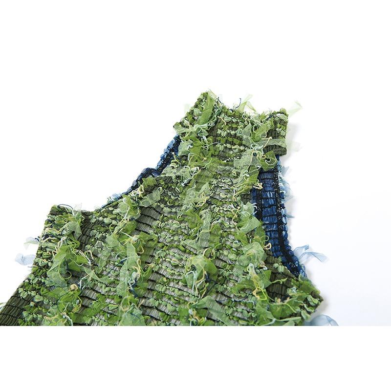 Autumn Women's Sexy High Neck Sleeveless Tassel See Through High Waist Slim Long Dress