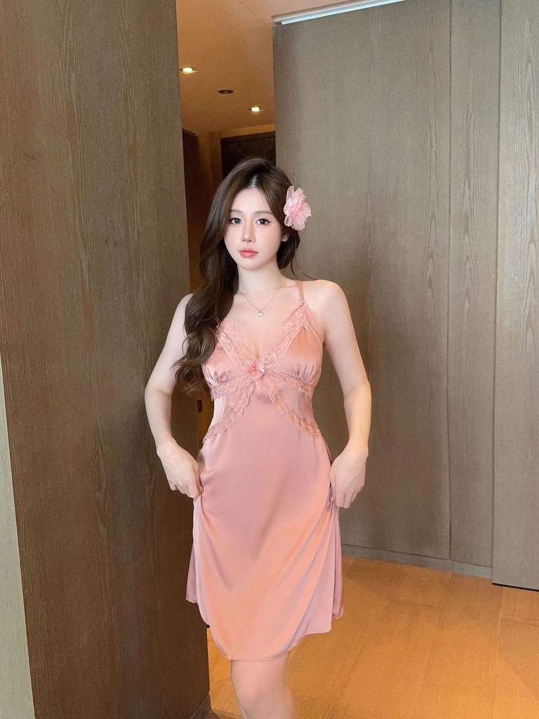 Sexy pyžamo Dámské Ledová stuha vycpávka na prsa krajka krásná záda čistý touha styl ramínka noční košilka noční košilka lze nosit venku oblečení na doma