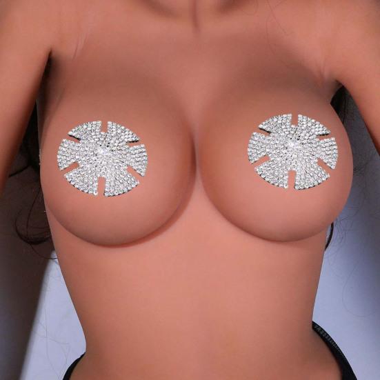 1 Pair Beautiful Sexy Lightweight Nipple Sticker Rhinestone Embedded Breast Cover Pasties Body Jewelry