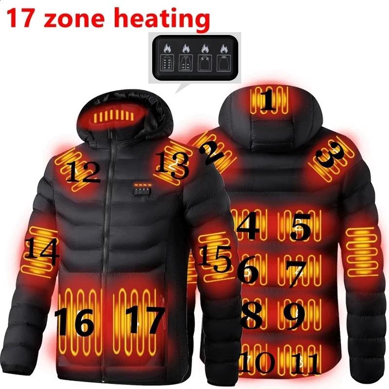 7.4V Heated Hooded Cotton Jacket with Four Controls and 25 Heating Zones for Outdoor Warmth