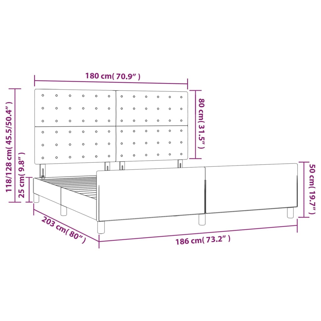 Bed Frame with Headboard Light Grey 180 x 200 cm Fabric