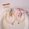 Plush Rabbit Pendant Stuffed Doll Girl Backpack Decor Heart Pearl Keychain Gift