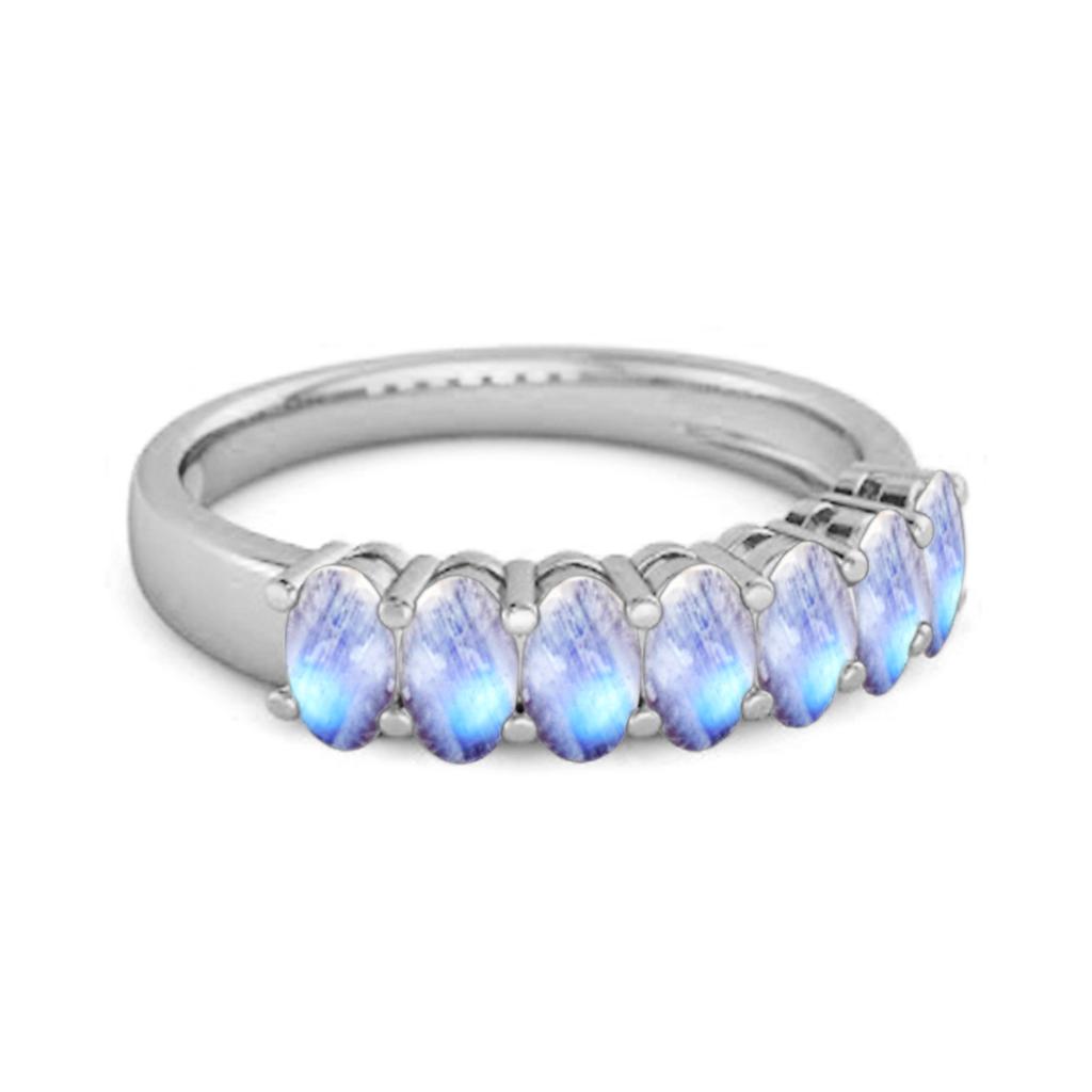 Moonstone Stacked Half Band - 925 Sterling Silver