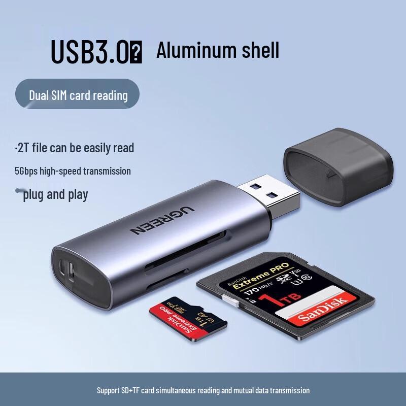 

Ugreen USB 3.0 Dual Slot TF/SD Card Reader