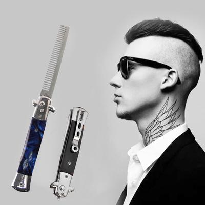 1pcs Automatic Stainless Steel Combs Foldable Knife Brushes Hair Trimmer Comb Brush Accessories Butterfly Mens Pocket Knife Comb