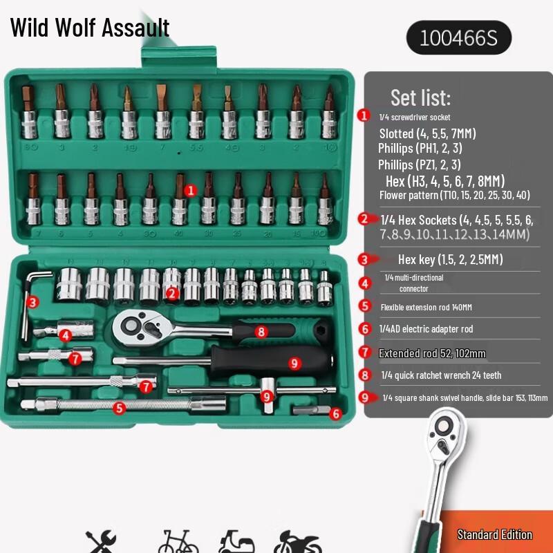 Wild Wolf Assault Chrome Vanadium Steel Mechanic Tool Set