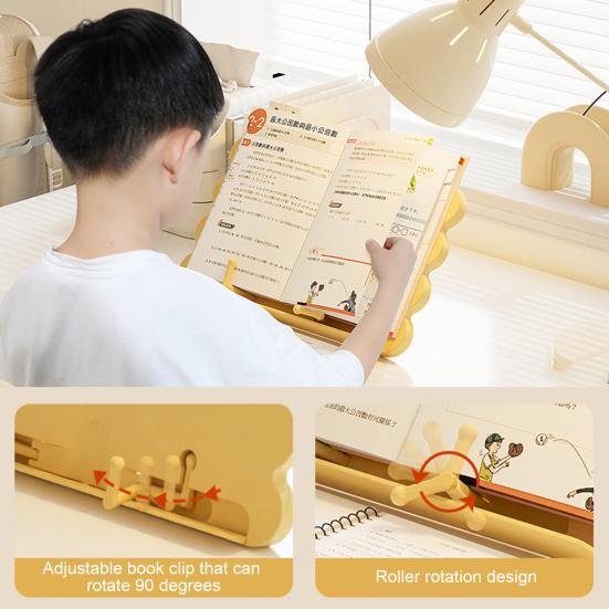 Adjustable Book Stand for Kids, Multi-Angle Reading Rack for Book Tablet, Thickened Book Holder for Desk, Hands-Free Cookbook Stand
