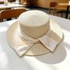 Beads Chain Straw Hat Silk Bow Beach Hat French Sun Visor Hat  Travel Vacation