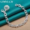 925 Sterling Silber Hohl Runde Kugel Anhänger Armband Für Frauen Hochzeit Mode Party Schmuck