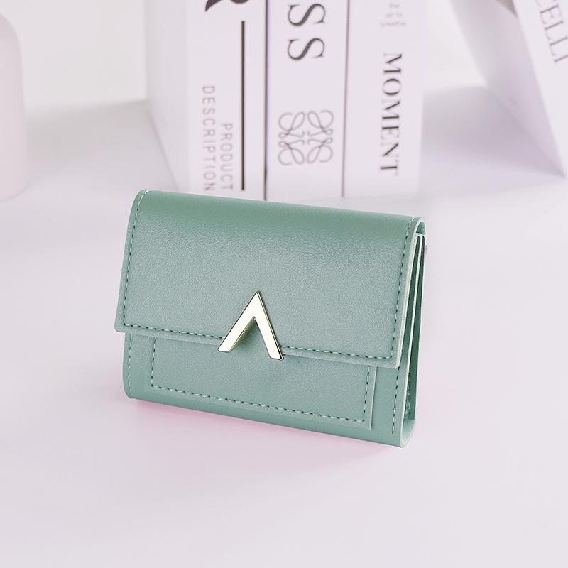 

Новый V-образный женский кошелек-трифолд – Модный корейский стиль, ПУ, держатель для монет и карт. зелёный