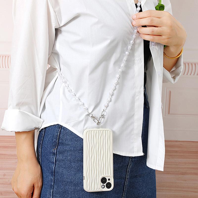 120Cm Bag Chain For Handbag Handles Butterfly Beaded Phone Lanyard Diy Purse Replacement For Shoulder Bag Straps Pearl Belt