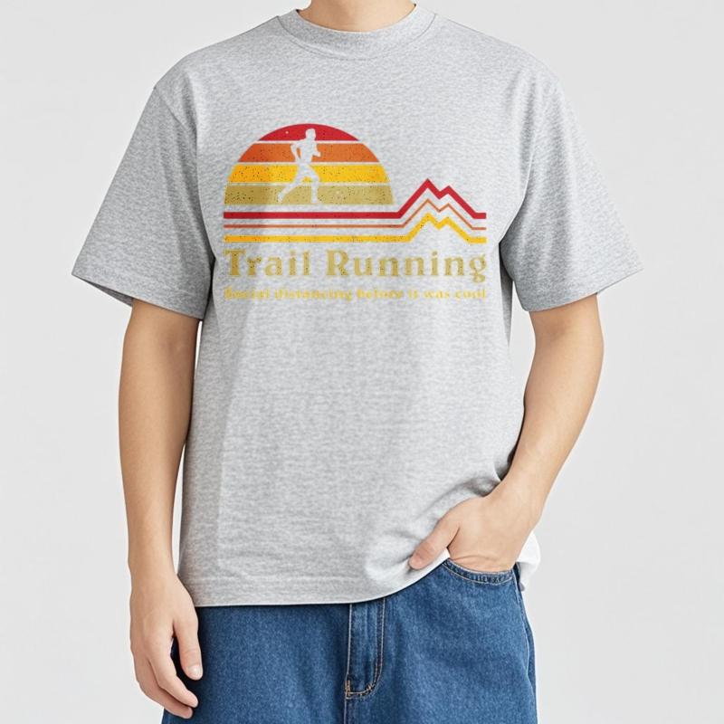 Plus Size Summer Boys Tshirt Trail Running Sunset Runner Mountains Short Sleeve Street Wear Crew Neck Teeshirt