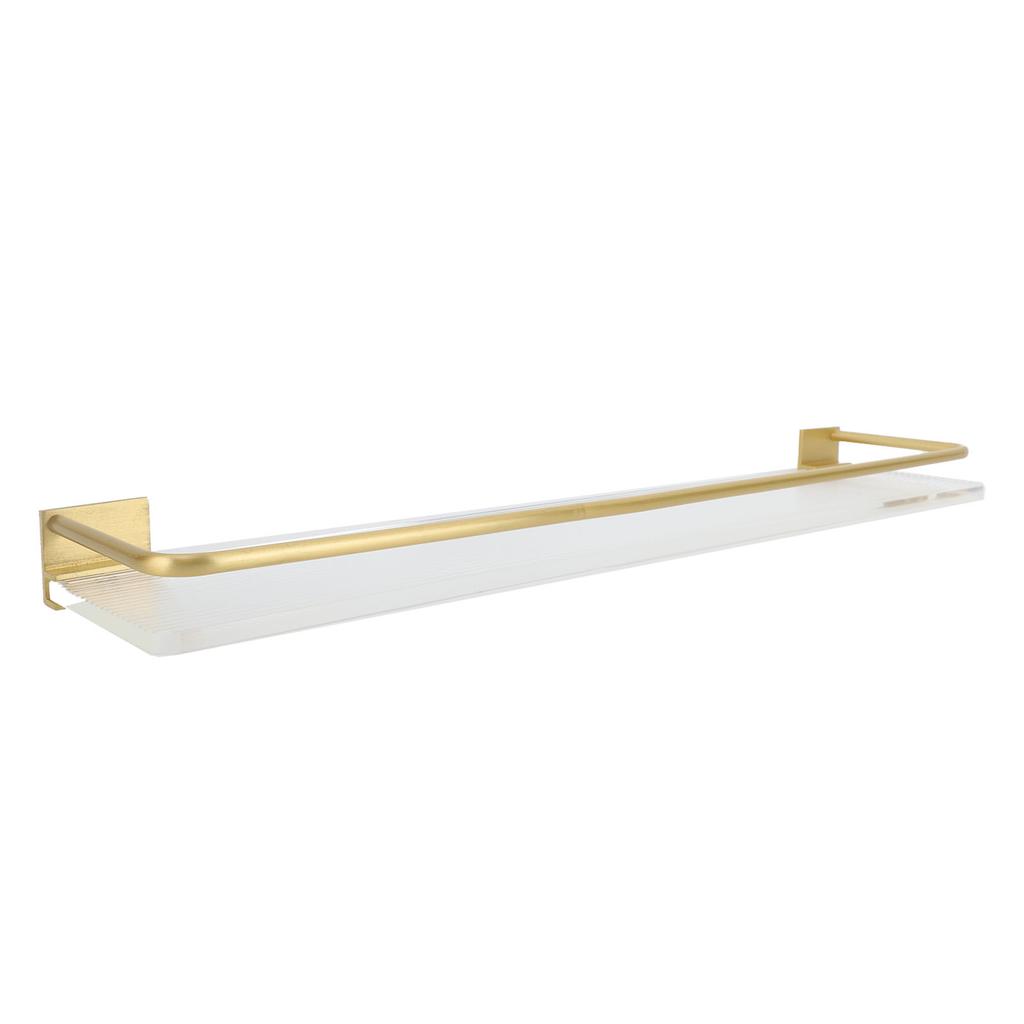 Bathroom Floating Shelf Space Aluminum Acrylic Wall Mounted Storage Rack Organizer for Kitchen Living Room Bedroom Gold