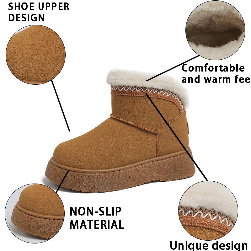 

2025 Женские теплые зимние сноубутсы на толстой подошве с вельветовой подкладкой 40 коричневый