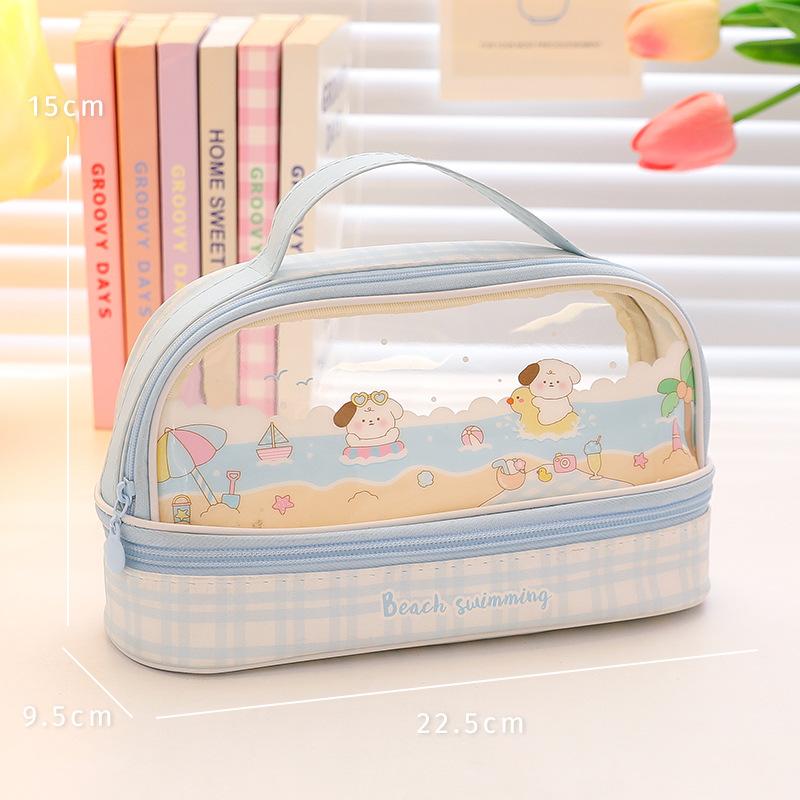 Kawaii Transparent Pencil Case Large Capacity Organizer Pen Box Korean Pouch for Girls Back To School Supplies Stationery