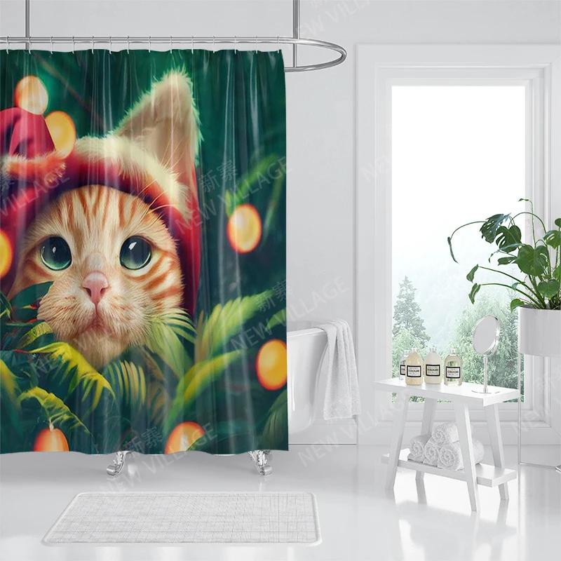 Home Duschvorhänge für Badezimmer, Weihnachtstiere, wasserdichter Stoff, Badezimmervorhänge, moderner Duschvorhang, 180 x 200 240 x 200