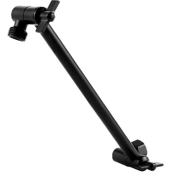 Heavy Duty Adjustable Shower Arm, 11" Brass Extension with Gear Lock Teeth & Swivel Nut, Strong Load Support, No Sagging, Keeps Shower Head Straight,