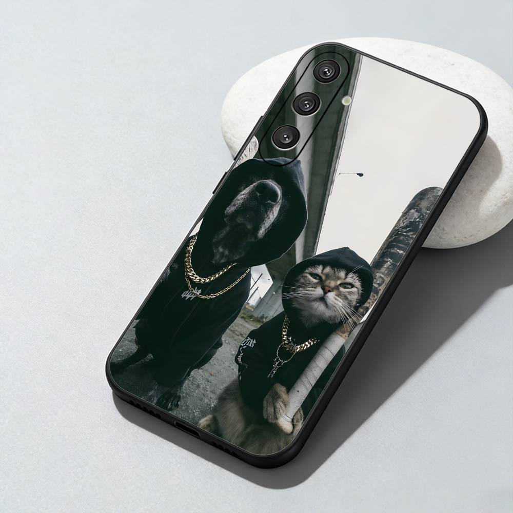 

Funny Ganster Cats Phone Case For Samsung Galaxy A73,A72,A71,A70,A52,A51 Others Soft Black Cover Samsung a53 5g