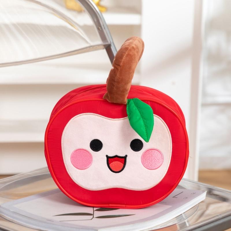Polyester Water Resistant Apples Designs Bag Spacious Organizer for Organizing Makeup Sweets Travel Essential