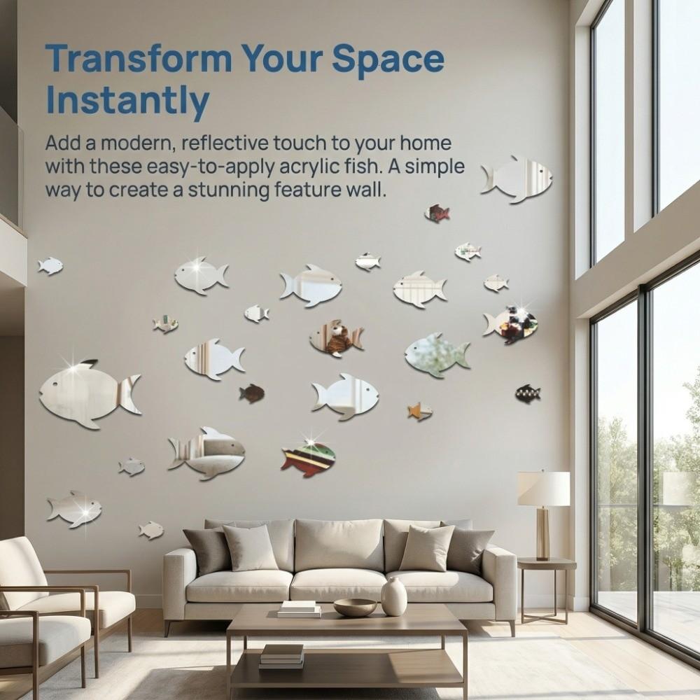 Frameless Fish School Wall Stickers Acrylic Novel Wall Sticker Modern Wall Sticker  Wall Decoration