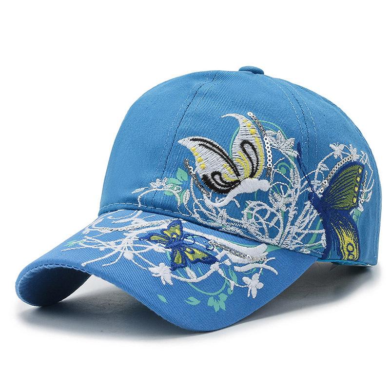 Spring and summer outdoor travel cap universal dome baseball cap embroidered floral decoration sunshade sun protection cap