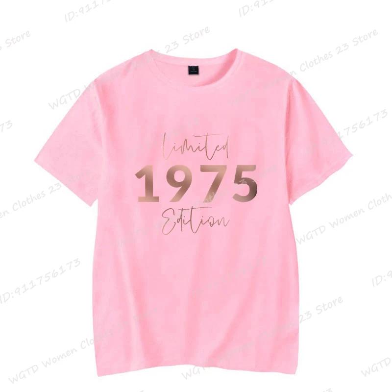 

Limited Edition 1975 Vintage 70th Birthday Letter Print TShirts Womens Casual Short Sleeve Crew Neck Top for Summer Spring S