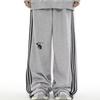 Men's Autumn American Retro Sports Suit: High-Street Stand-Up Collar Sweater and Trousers Two-Piece Set