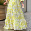 Summer New Europe and The United States Women's Printed Deep V-neck Flared Sleeve Oversized Hem Dresses