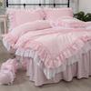Pink Luxury Bedding Set Super Sweet Princess Bedding Ruffle Duvet Cover Set Wedding Decorative Bedding Bed Sheet Cover Linen