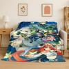 New Genshin Impact Cartoon Game Flannel Blanket Soft Warm Throw Blanket for Bedroom Living Room Bed Travel Camping Picnic Gift