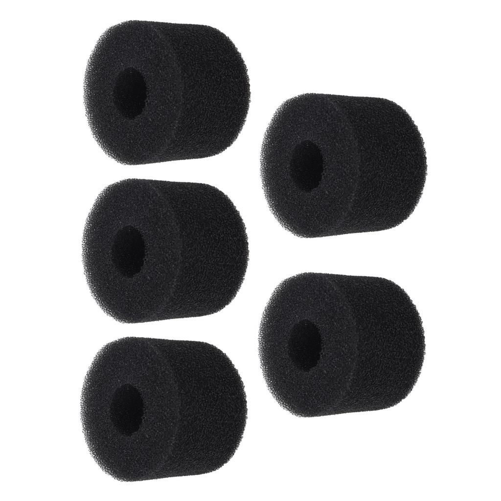 5PCS Pool Filter Sponge PU Sponge Black Reusable Washable Cylindrical Simming Pool Filter Foam for Pool Pump