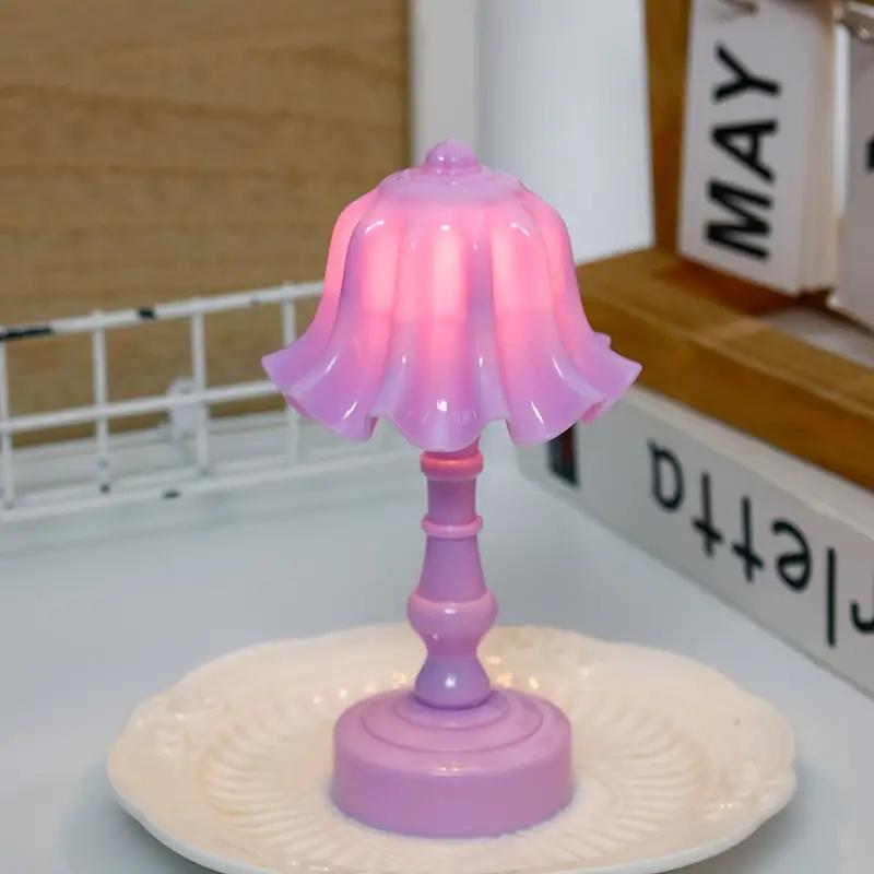 Pleated Shellflower Bud Button Battery LED Table Lamps Desk Night For Bedroom Dining Night Light Simple Modern Decoration