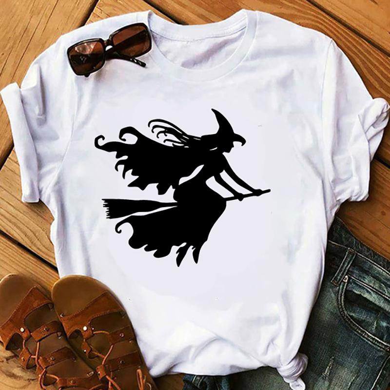 Tricou la modă de vară pentru femeie Halloween vrăjitoare imprimeu tricouri femei casual amuzant tricou pentru Lady Yong Girl Top Tee Hipster