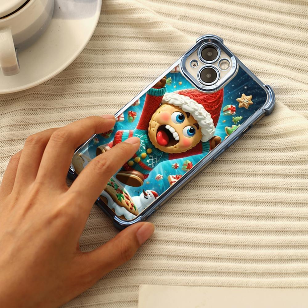 Ae108 Happy New Year Merry Christmas Electroplated TPU Phone Cases for Samsung A20s A54 A12 A14 S23 S24 Ultra A55 A15 S21 Four Corner Protection Cover