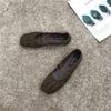 Pleated Single Shoes Women Square Toe Soft Ballet Flats Slip On Solid Color Elegant Dance Shoe Cross Ladies Loafers