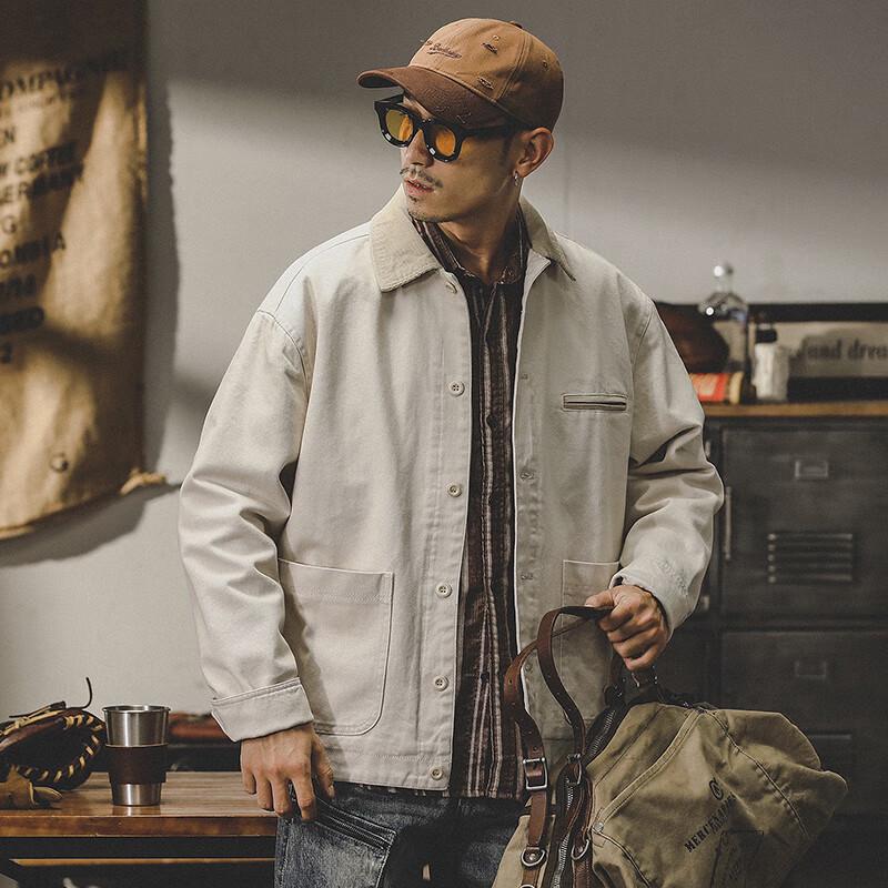 

Jereno Men s American Retro Maillard Workwear Jacket 3XL