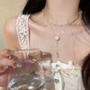 Double-layer fringed pearl necklace women's niche design sense camellia collarbone chain temperament neck chain versatile