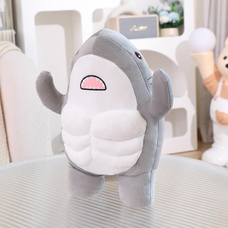 

Creative Muscle Shark Doll Plush Toy Blue Shark Doll Home Pillow Girls Soothing Ragdoll Doll 35cm（0.22kg）