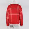 Europäischer & Amerikanischer Karomuster Farbblock Rundhals Pullover Strickware für Damen - Herbst/Winter Stil