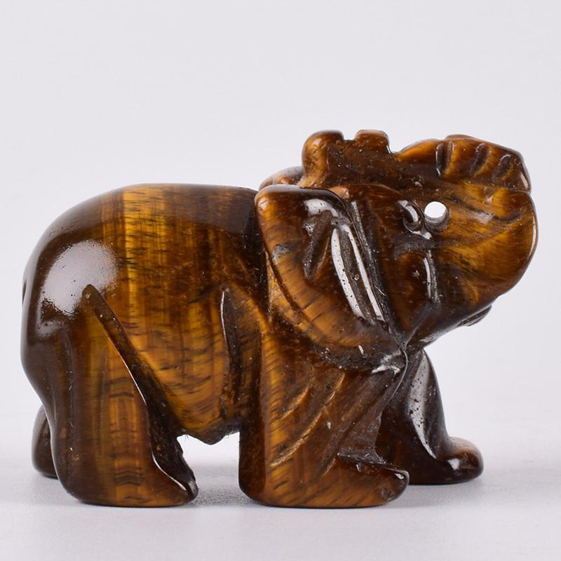 Carved Elephant Hand Natural Gemstone Jasper Turquoise Malachite Crystal Quartz