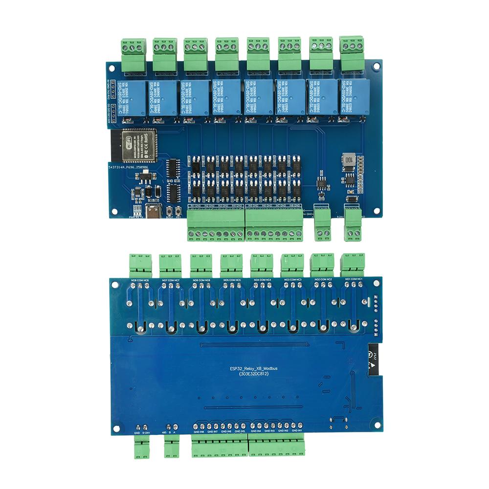 DC 9-24V 4-Channel/8-Channel Esp32 Rs485 Modbus Wifi Bluetooth Development Board Relay Optocoupler Isolation Module Tyep C