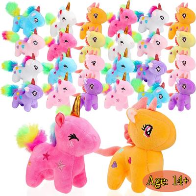 12-24Pcs Mini Plush Unicorn Stuffed Animals Unicorn Party Favor Bulk Toys Assortment Keychain for Goodie Bag Kid Girl Birthday