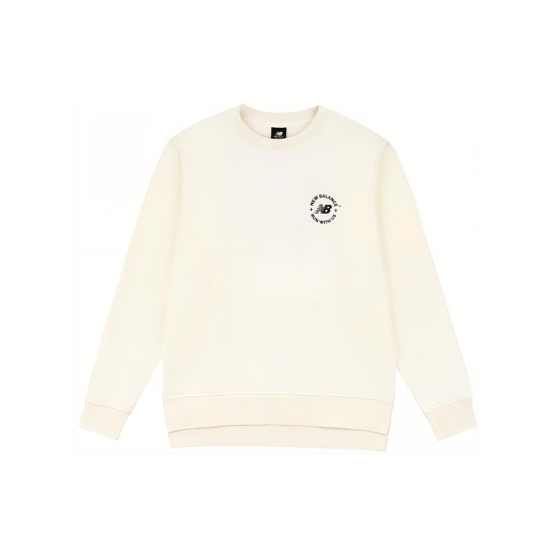 New Balance Logo Pullover Sweatshirt Asia Sizing White Black Men s AMT33343-CIC M
