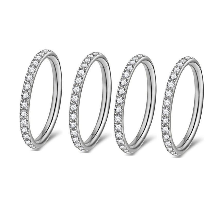 F136 Implantat-Grad Titan Nasenring Creole Mode CZ Zirkon Ohrringe CNC Nahtloser Ring Septum Helix Piercing Schmuck
