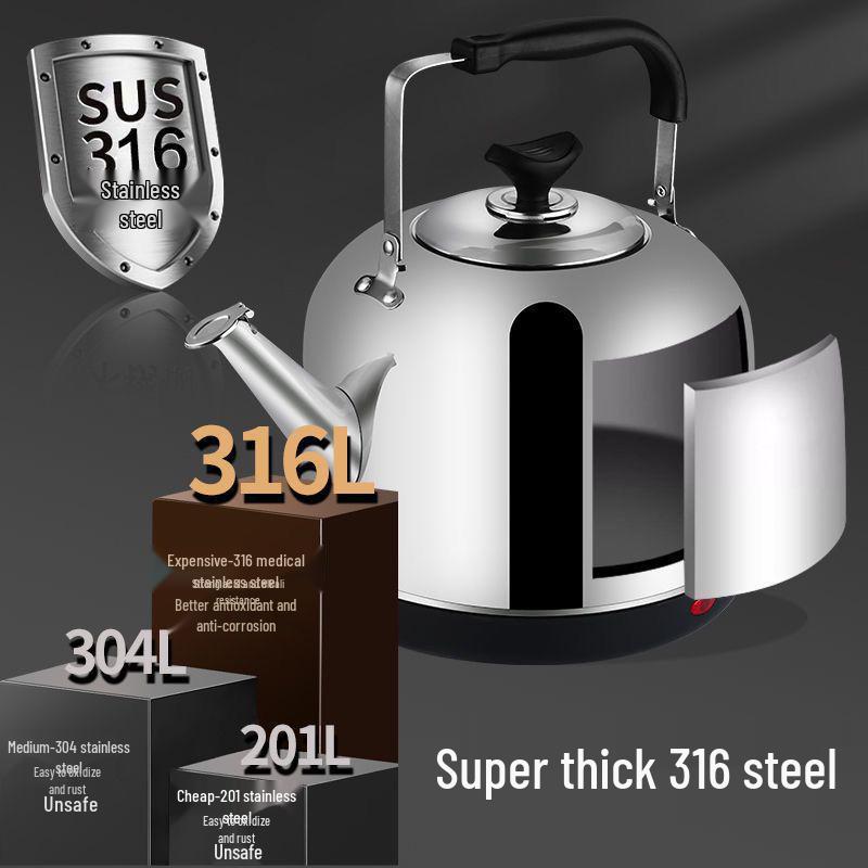Elektrischer Wasserkocher aus Edelstahl mit großem Fassungsvermögen, automatischer Abschaltung und Pfeife