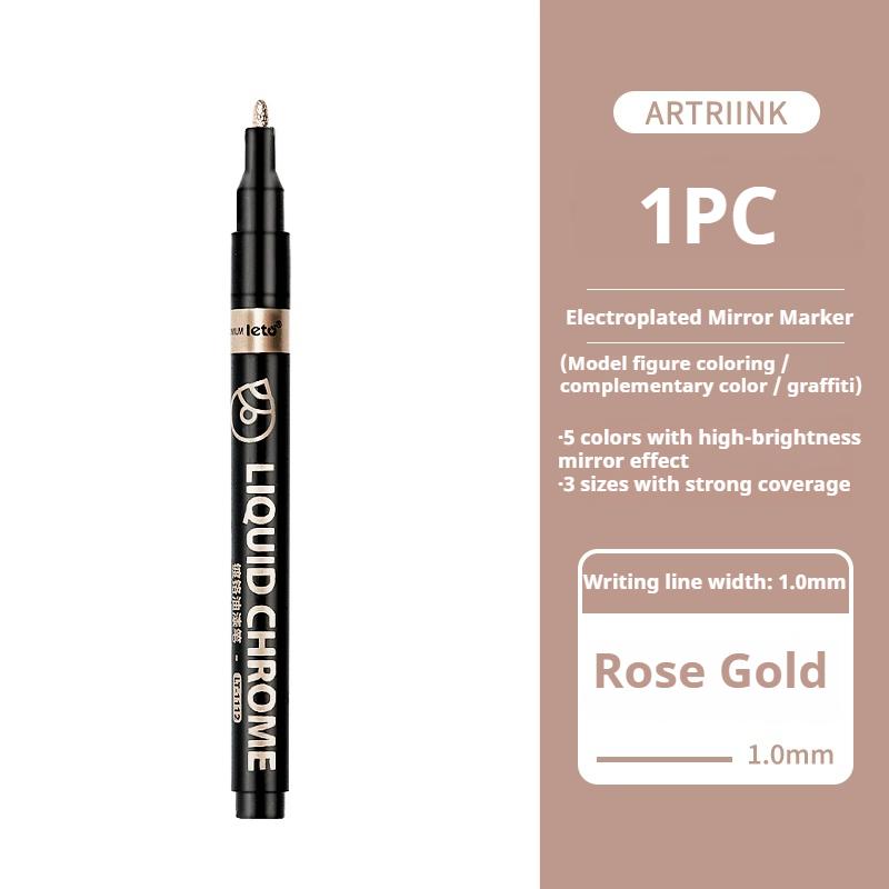 6/1pcs Chrome Pen Marker Reflective Mirror Electroplating Paint Repair Marker For Rock Ceramic Glass 0.8/1/2mm Nib Art Craftwork